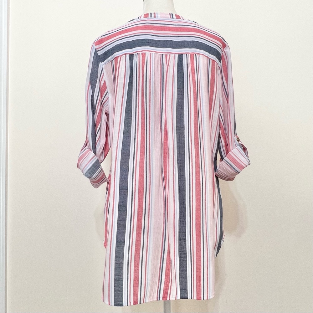 Kim Rogers Striped Long Sleeve Top Resortwear Cruise Lightweight Nautical - Picture 7 of 10